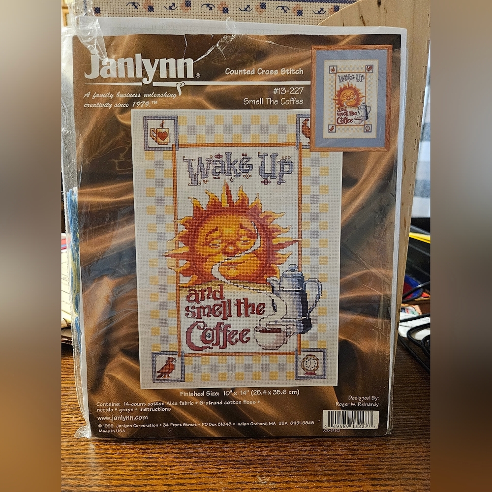 Janlynn Wake Up and Smell The Coffee Counted Cross Stitch Kit New